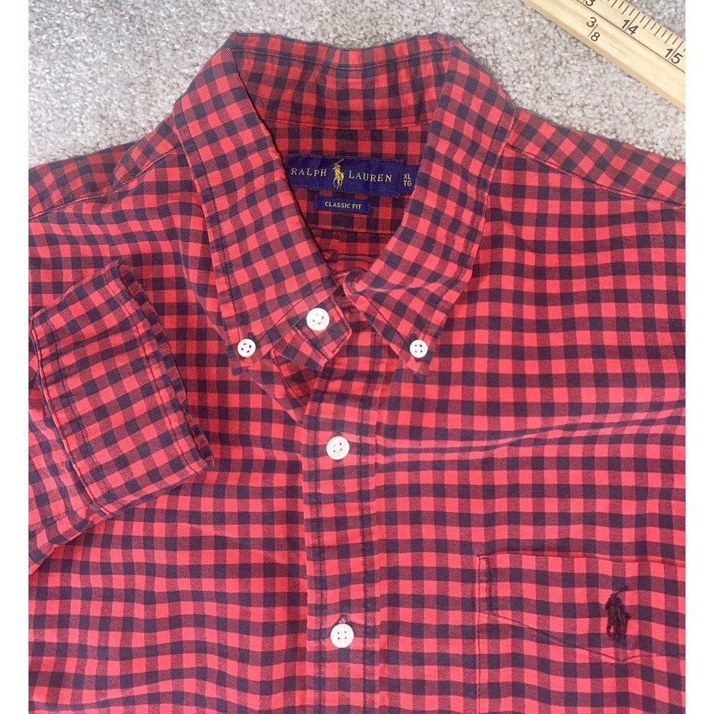 Polo Ralph Lauren Buffalo Plaid Classic Mens XL Shirt Cotton Dark Pony Camp Hike